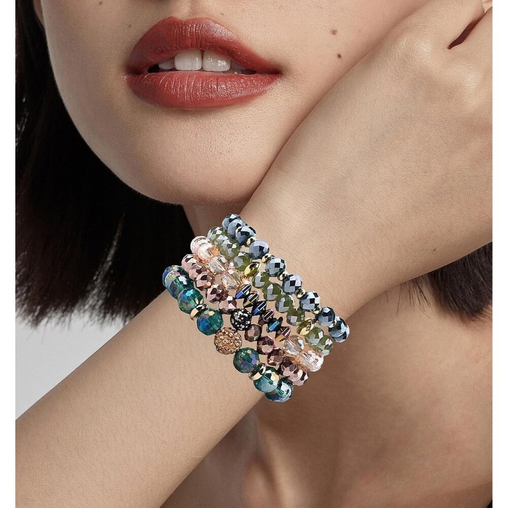 Elastic Multi-Color Beaded Bracelets Set - 6 Vers… - image 5
